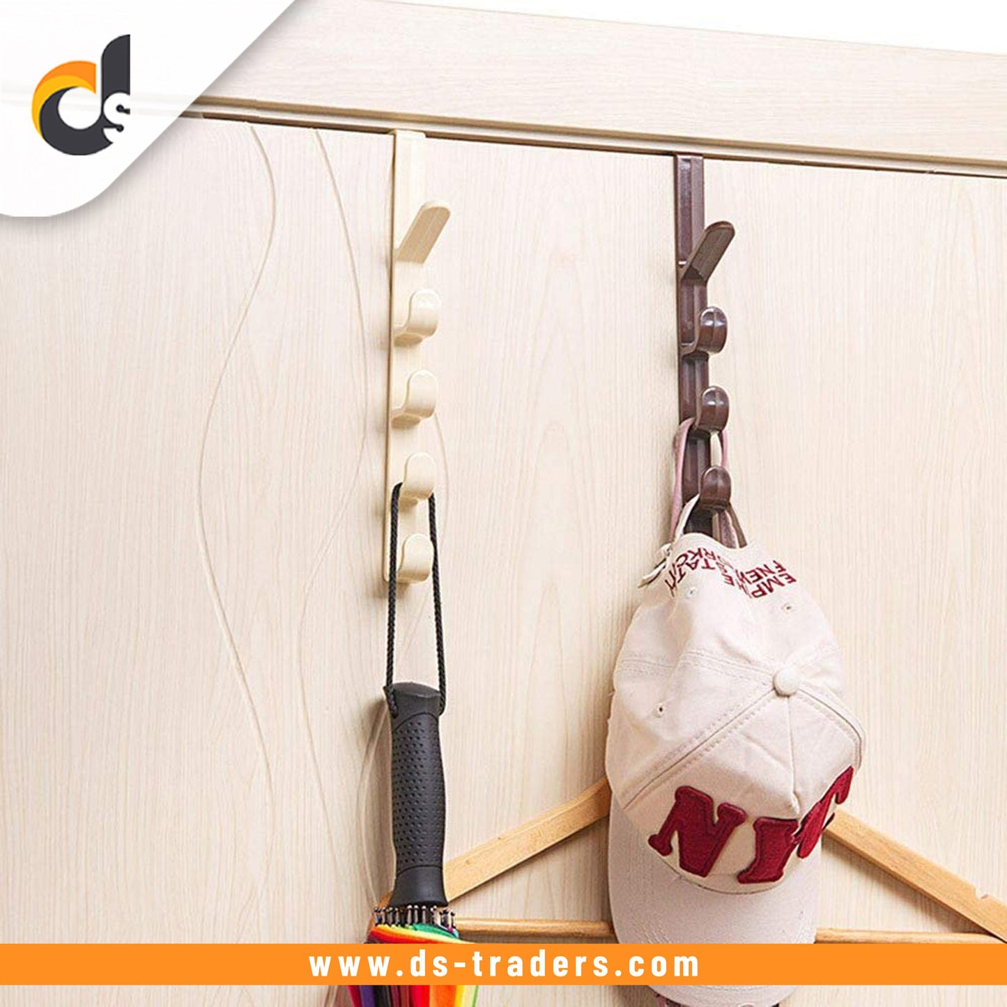 Over The Door Organizer Hanger Rack Coats Caps Clothes Holder with 5 Hooks