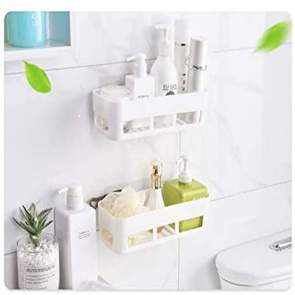 Plastic Storage Rack Self Adhesive Wall Storage Toilet Organizer